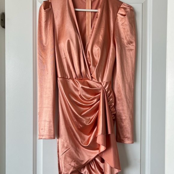 Pink metallic  long sleeve mini dress - Picture 3 of 7